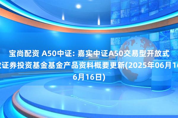 宝尚配资 A50中证: 嘉实中证A50交易型开放式指数证券投资基金基金产品资料概要更新(2025年06月16日)